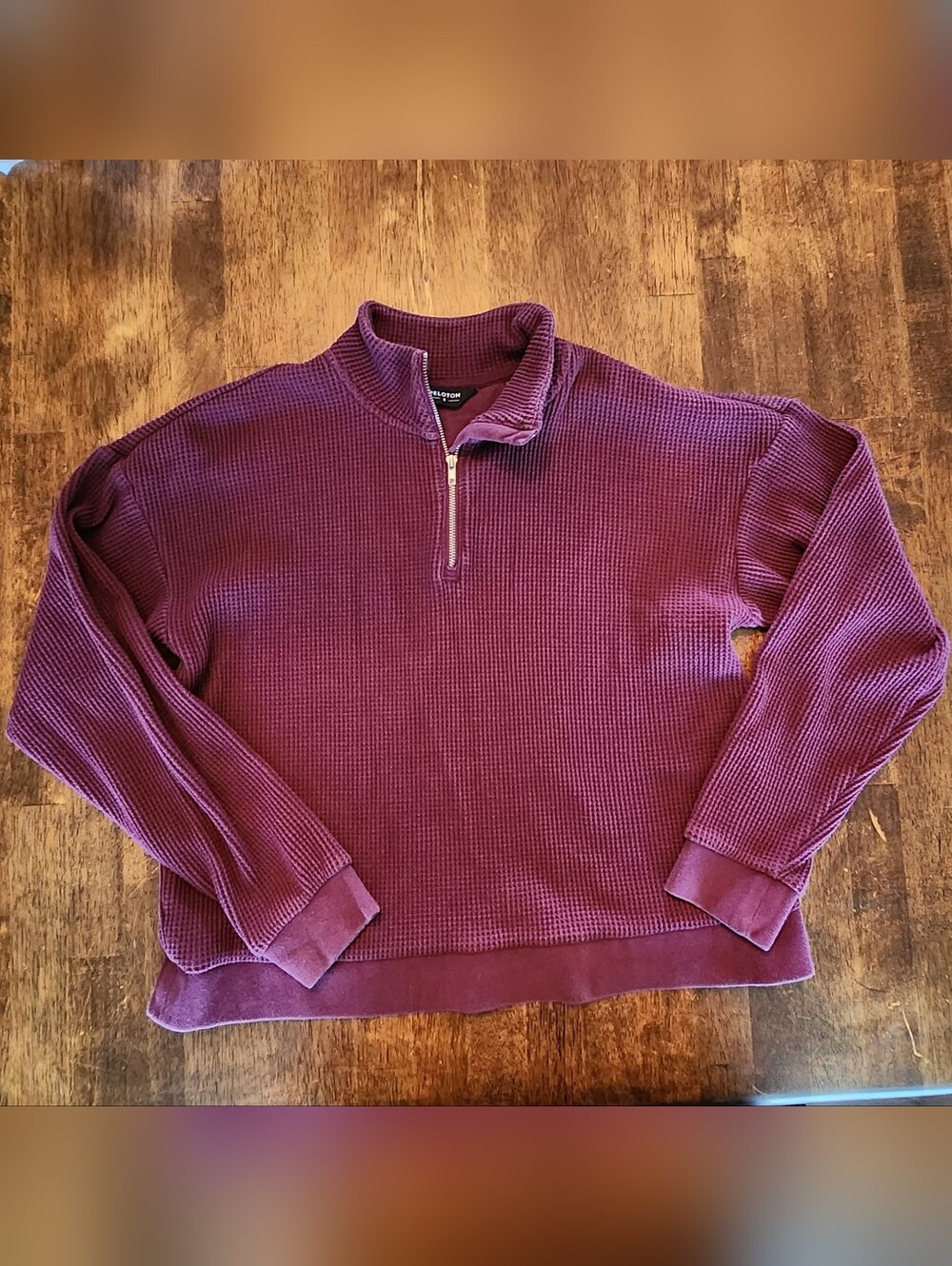 Peloton waffle knit quarter-zip pullover in maroon Cycle Top